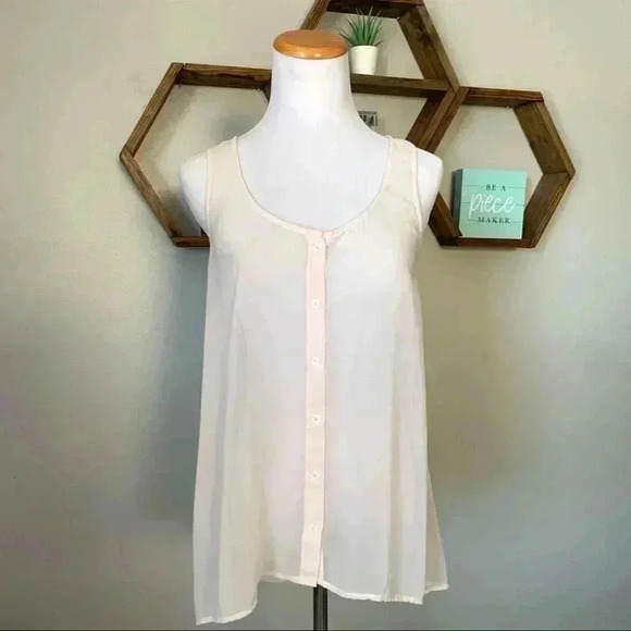 Garage Tops - Garage light pink chiffon button up long tank top